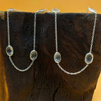 Clear Quartz 925 Silver Dainty Long Chain Bracelet Boho Handmade