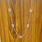 Clear Quartz 925 Silver Dainty Long Chain Bracelet Boho Handmade