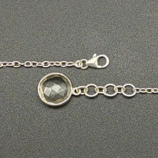 Clear Quartz 925 Silver Dainty Long Chain Bracelet Boho Handmade