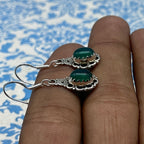 Bohemian Green Onyx Oval Earrings – Handmade Silver Jewelry