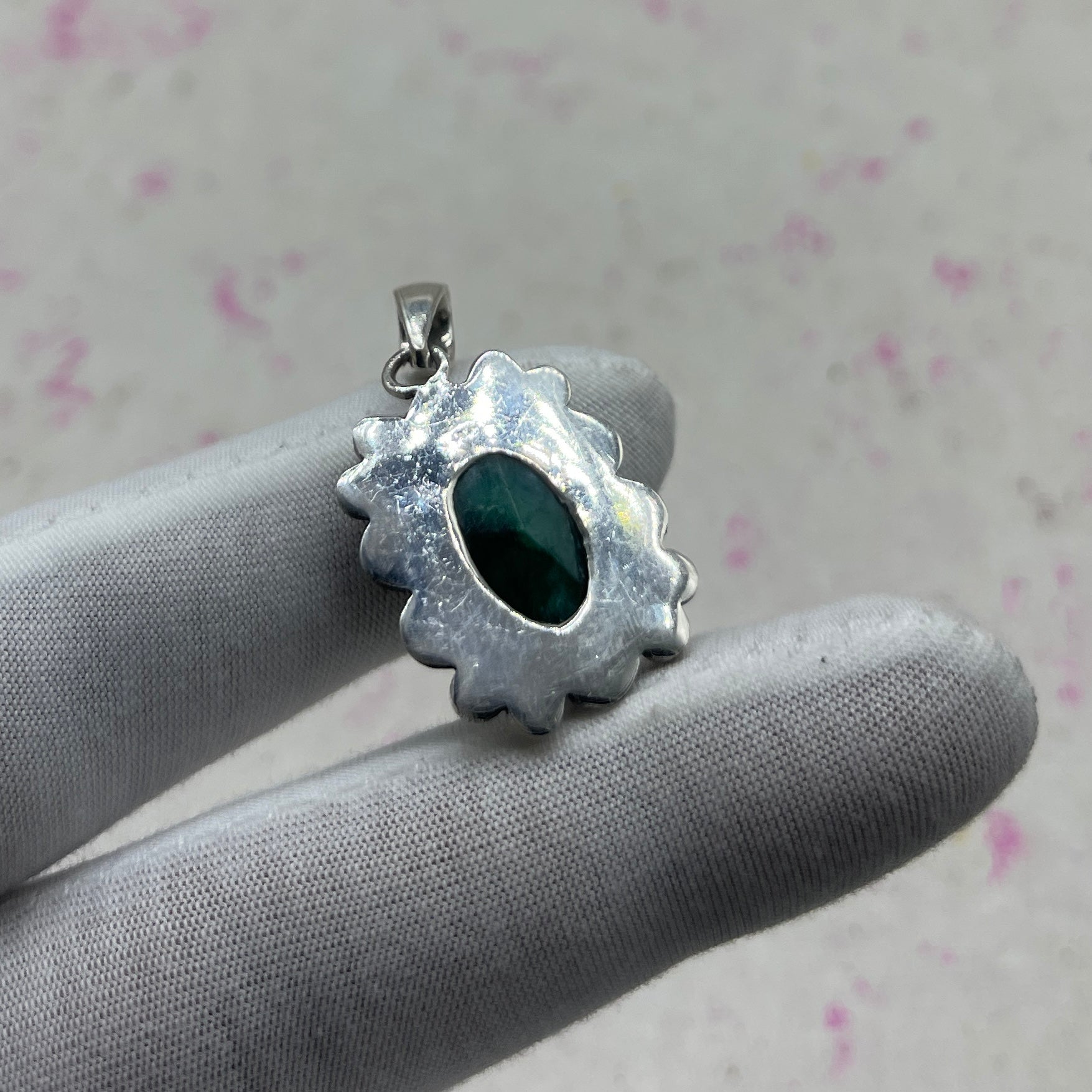Dyed Emerald 925 Sterling Silver Handmade Pendant | Vintage Bohemian Pendant