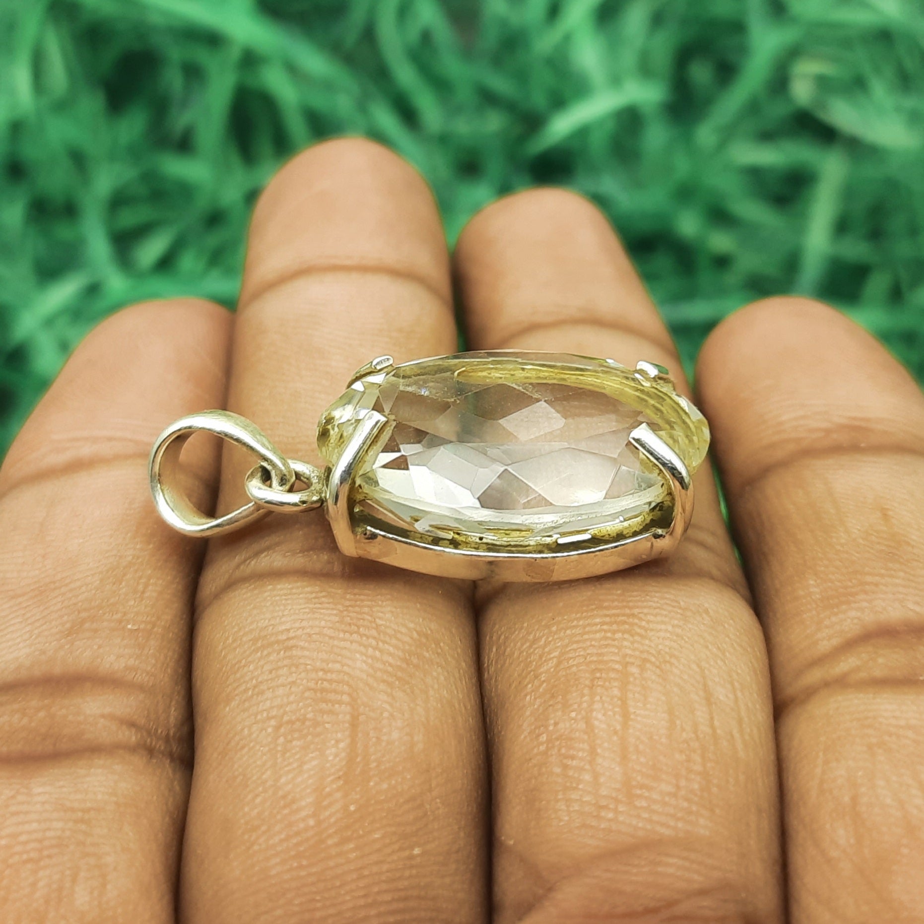 Crystal Quartz Healing Pendant – Handmade 925 Silver Nepali Artisan Design