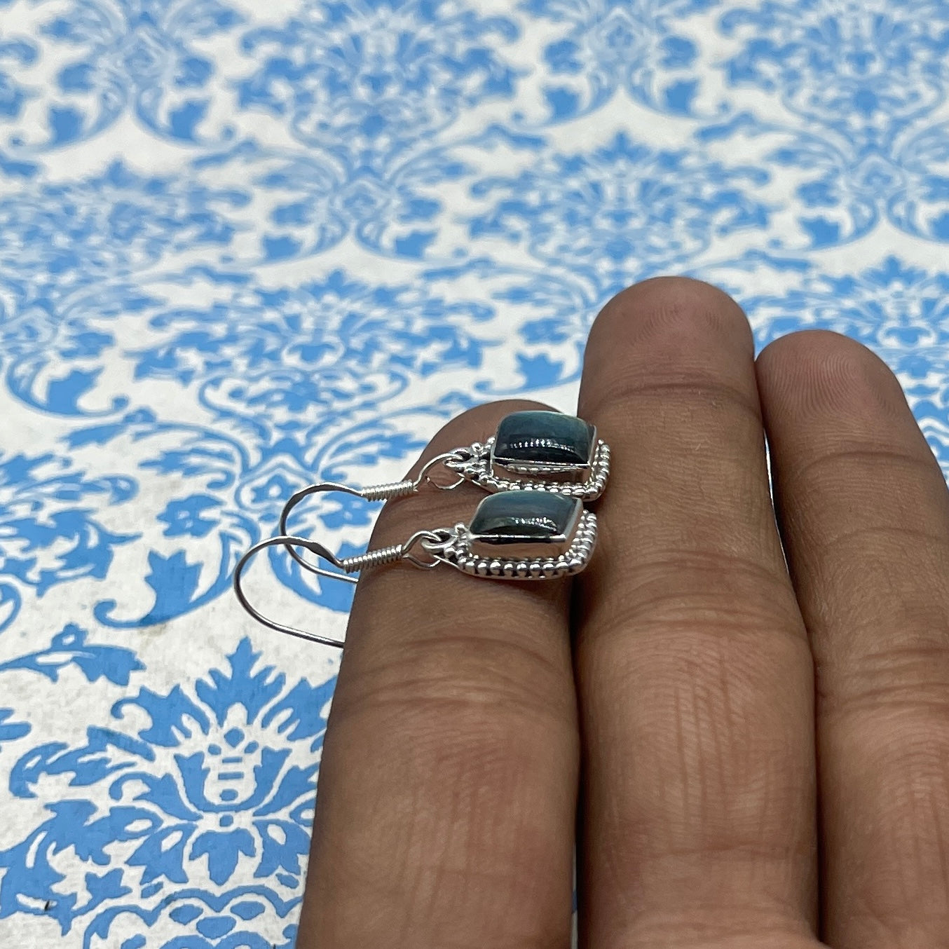 Genuine Labradorite Silver Earrings – Elegant Design