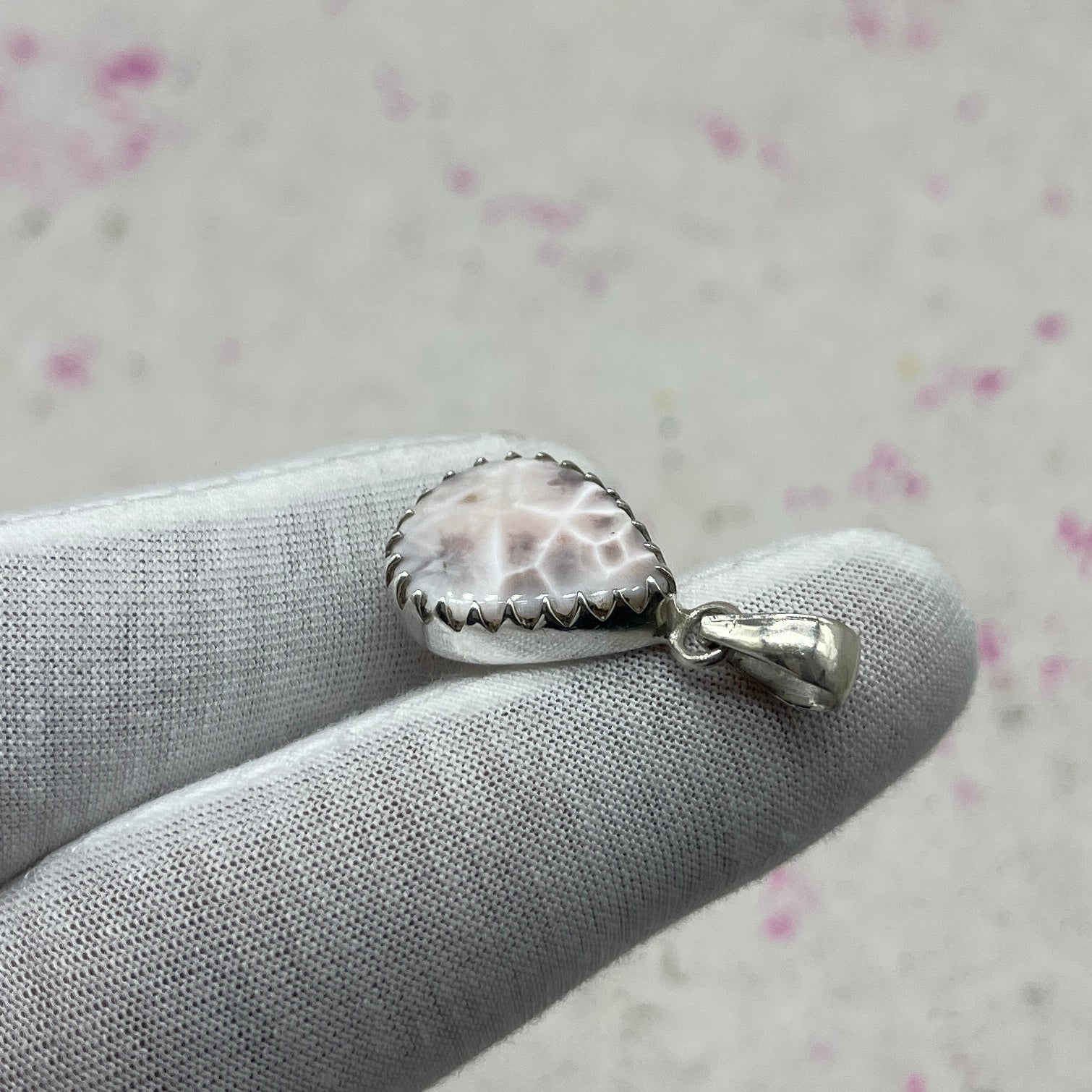 Pink Larimar 925 Sterling Silver Handmade Pendant | Soft Elegant Jewelry