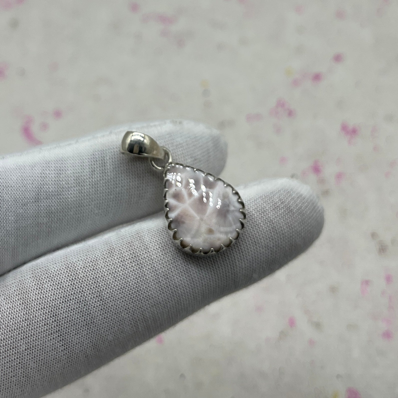 Pink Larimar 925 Sterling Silver Handmade Pendant | Soft Elegant Jewelry