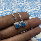Chalcedony  Gemstone Earrings – 925 Silver Minimal Trillion Style