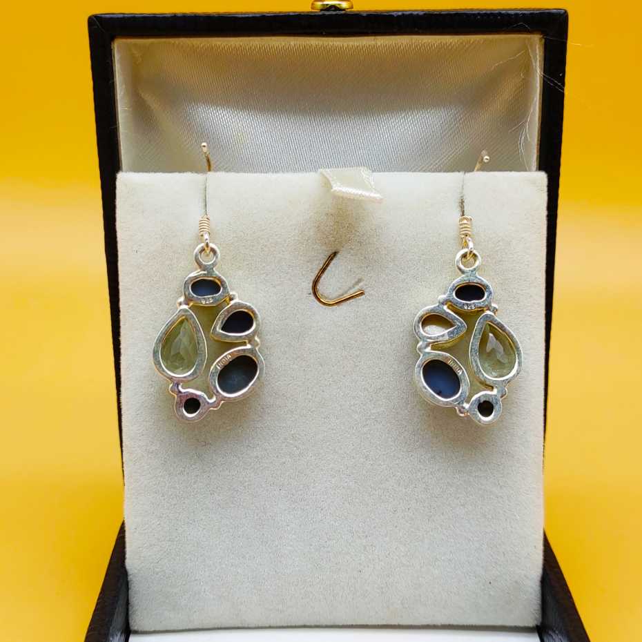 Luxury Titanium Druzy-Gemstone 925 Silver Dangle Earrings