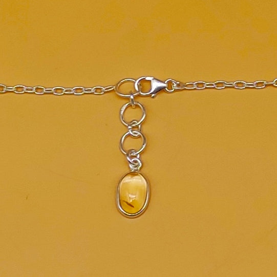 Natural Citrine 925 Silver Oval Gemstone Fine Chain Necklace