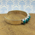 925 Silver Turquoise Oval Cabochon Bracelet – Handmade Natural Gemstone Jewelry