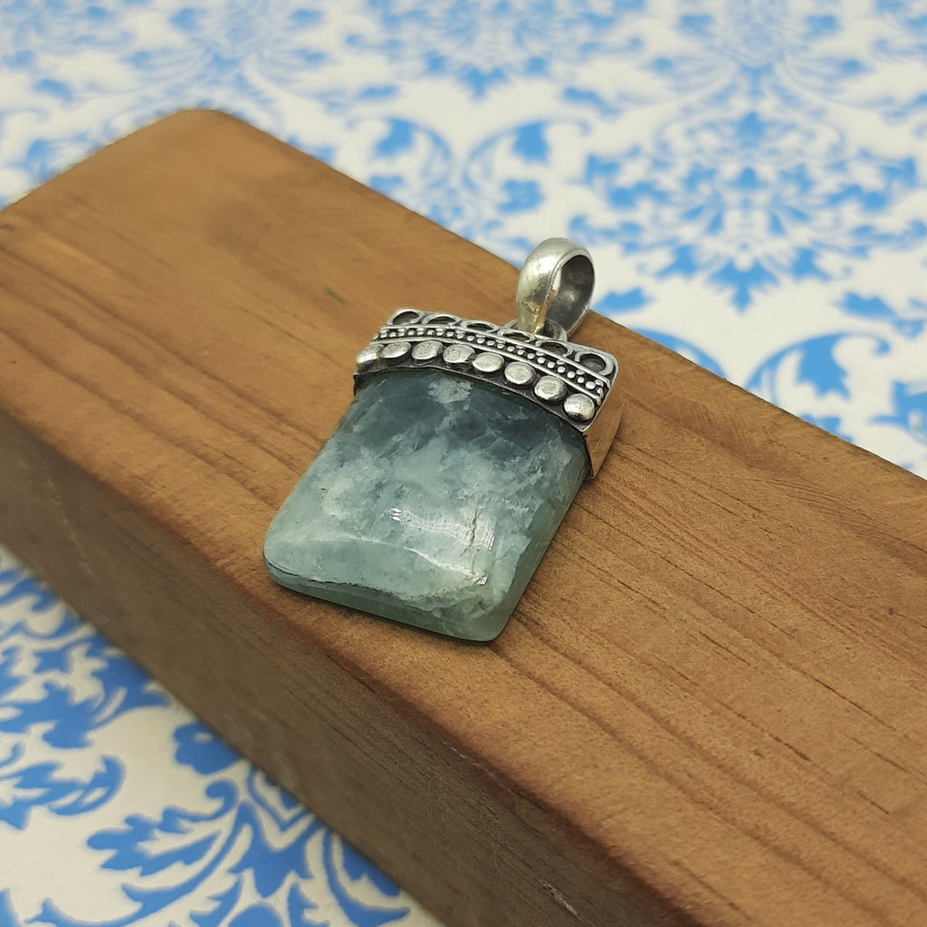 Amazonite Serenity Pendant – Handmade 925 Silver Bohemian Nepali Jewelry