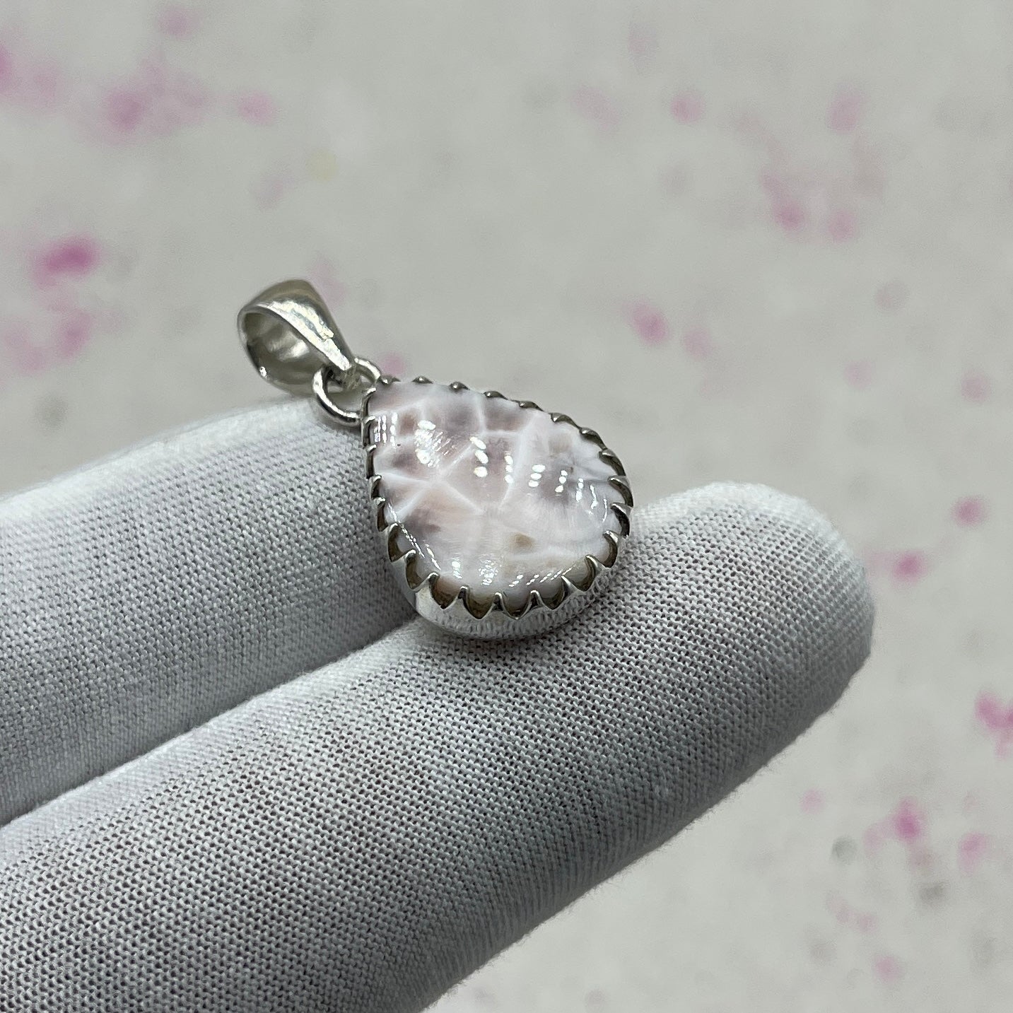 Pink Larimar 925 Sterling Silver Handmade Pendant | Soft Elegant Jewelry