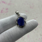 Dyed Sapphire 925 Sterling Silver Handmade Pendant | Deep Tone Statement Pendant