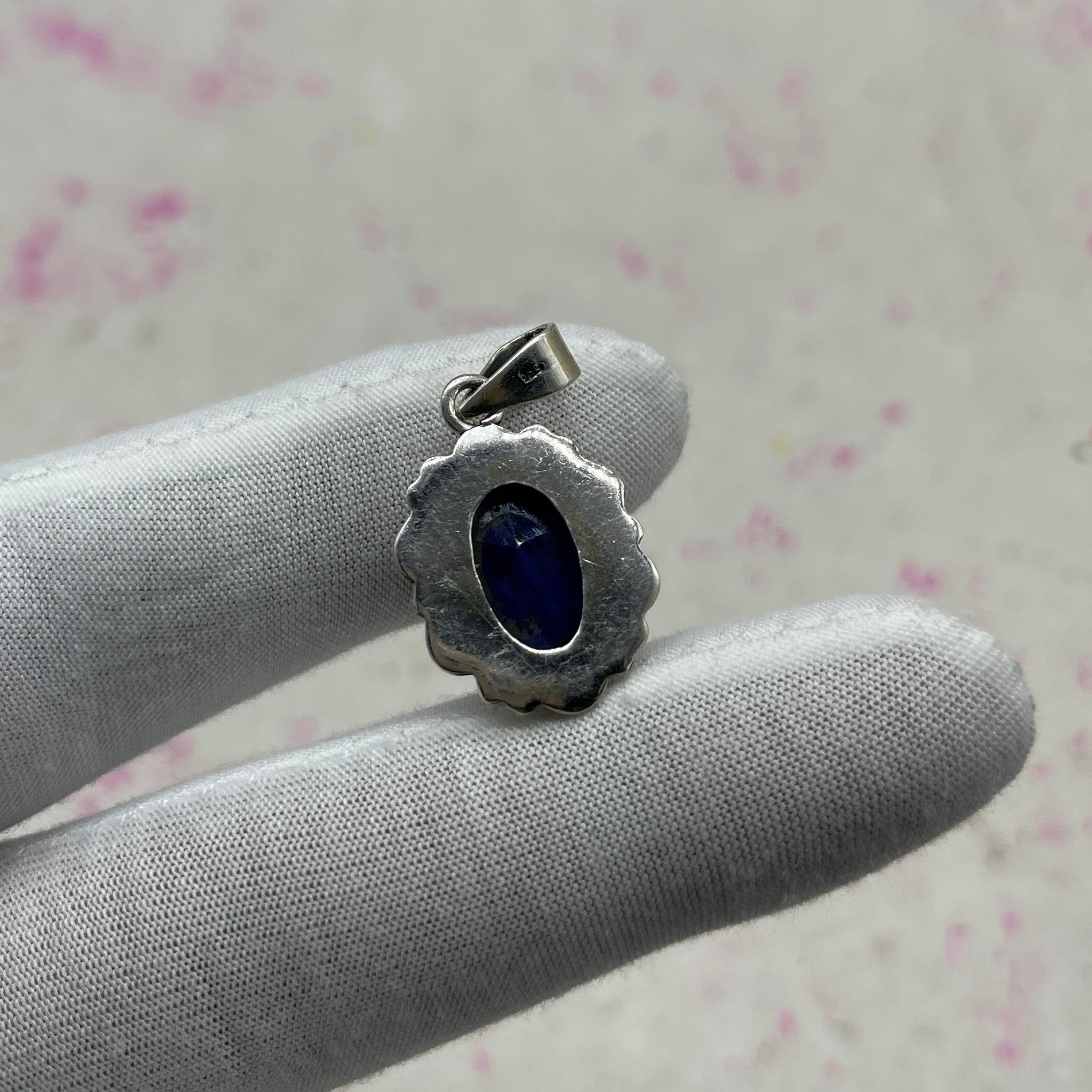 Dyed Sapphire 925 Sterling Silver Handmade Pendant | Deep Tone Statement Pendant