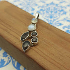 Smoky Quartz & Rainbow Moonstone Pendant – Handmade 925 Silver Celestial Boho Design