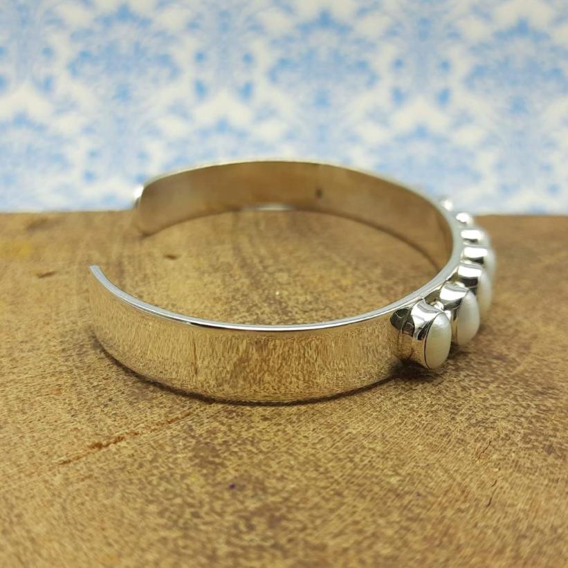 925 Sterling Silver Pearl Fine Handmade Bracelet Elegant Gemstone Jewelry