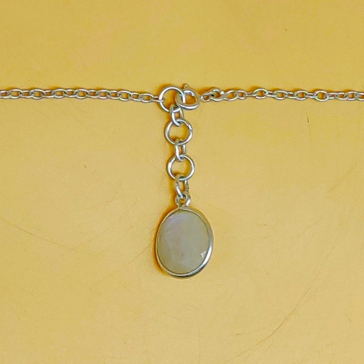 Rainbow Moonstone Chalcedony 925 Silver Boho Necklace Wholesale