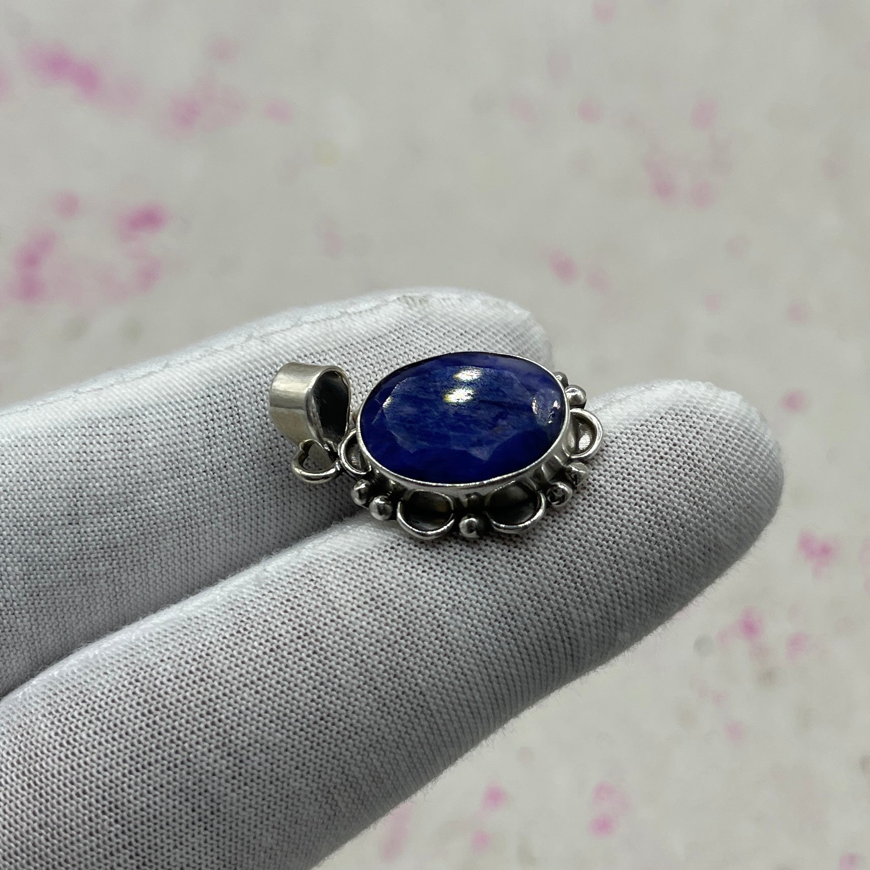 Dyed Sapphire 925 Sterling Silver Handmade Pendant | Deep Tone Statement Pendant