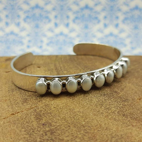 925 Sterling Silver Pearl Fine Handmade Bracelet Elegant Gemstone Jewelry
