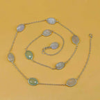 Rainbow Moonstone Chalcedony 925 Silver Boho Necklace Wholesale