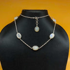 Rainbow Moonstone Chalcedony 925 Silver Boho Necklace Wholesale