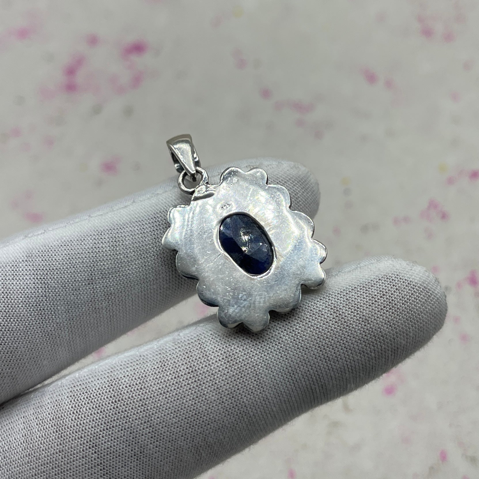 Dyed Sapphire 925 Sterling Silver Handmade Pendant | Artisan Boho Jewelry
