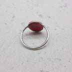 Ruby 925 Silver Bezel Simple Ring For Women