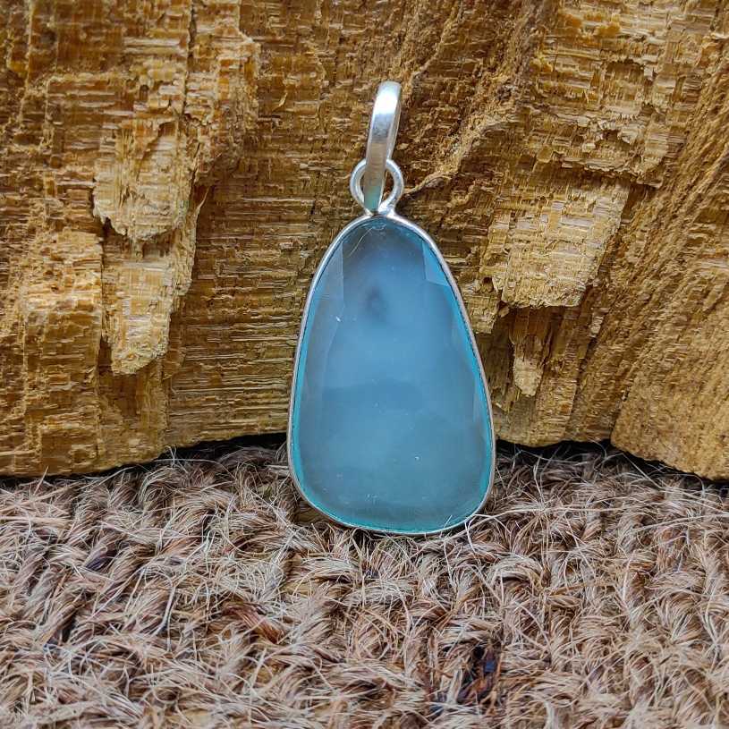 Natural Chalcedony 925 Silver Pendant Necklace