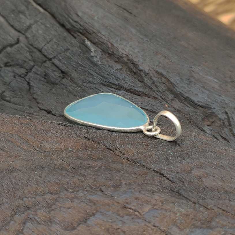 Natural Chalcedony 925 Silver Pendant Necklace