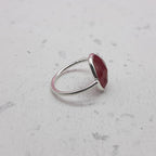 Ruby 925 Silver Bezel Simple Ring For Women