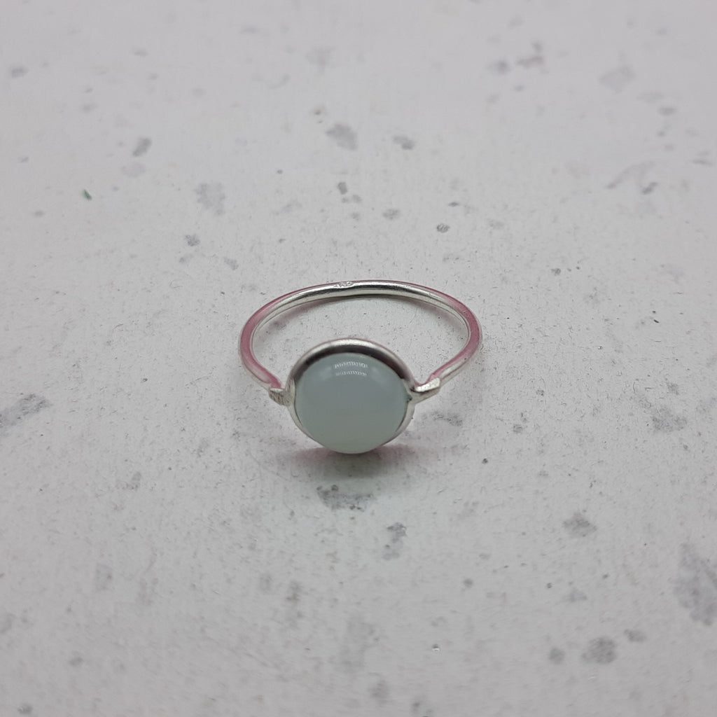 Chalcedony 925 Silver Bezel Simple Ring For Women