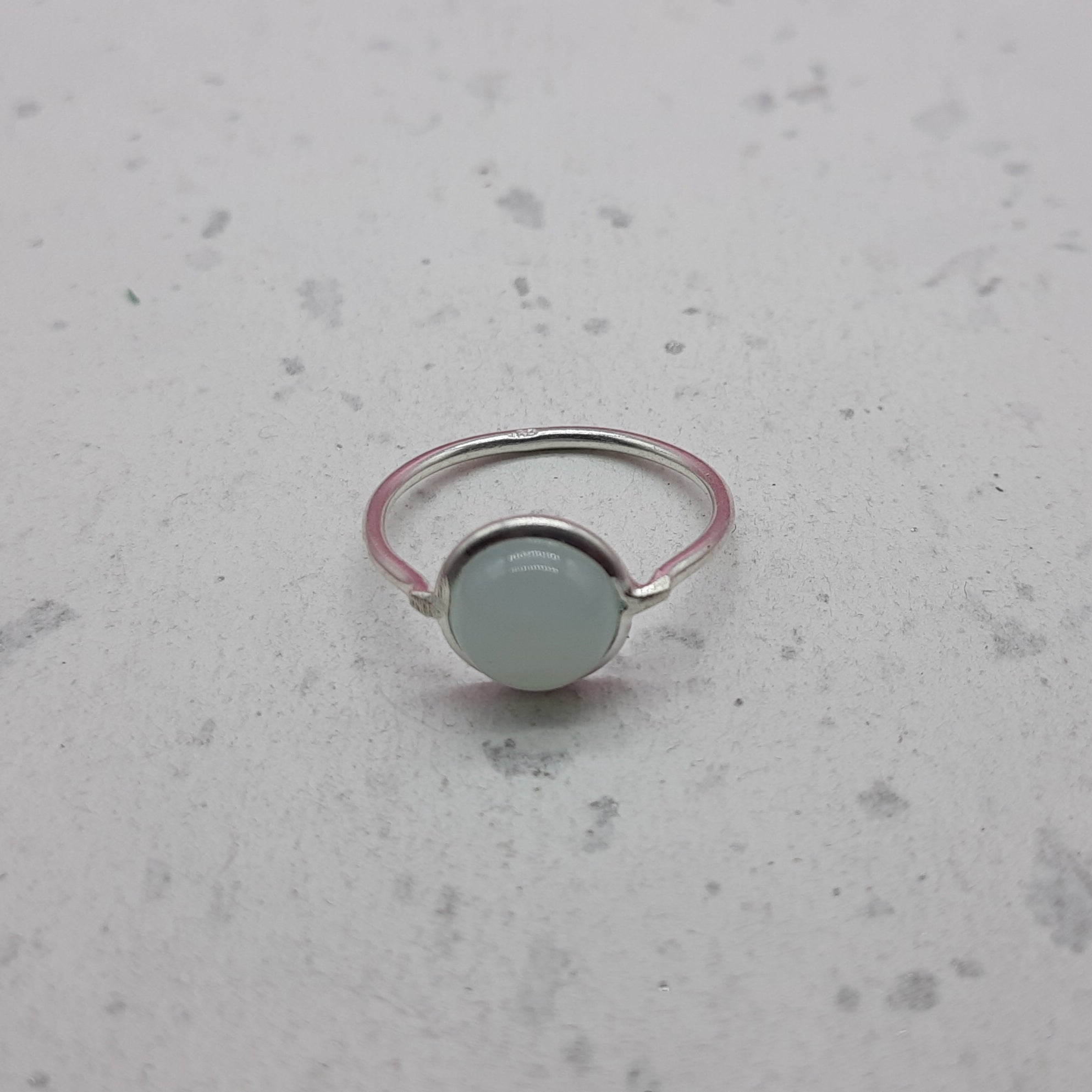 Chalcedony 925 Silver Bezel Simple Ring For Women