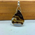 Obsidian Gemstone 925 Silver Wire Necklace Artisan One of a Kind