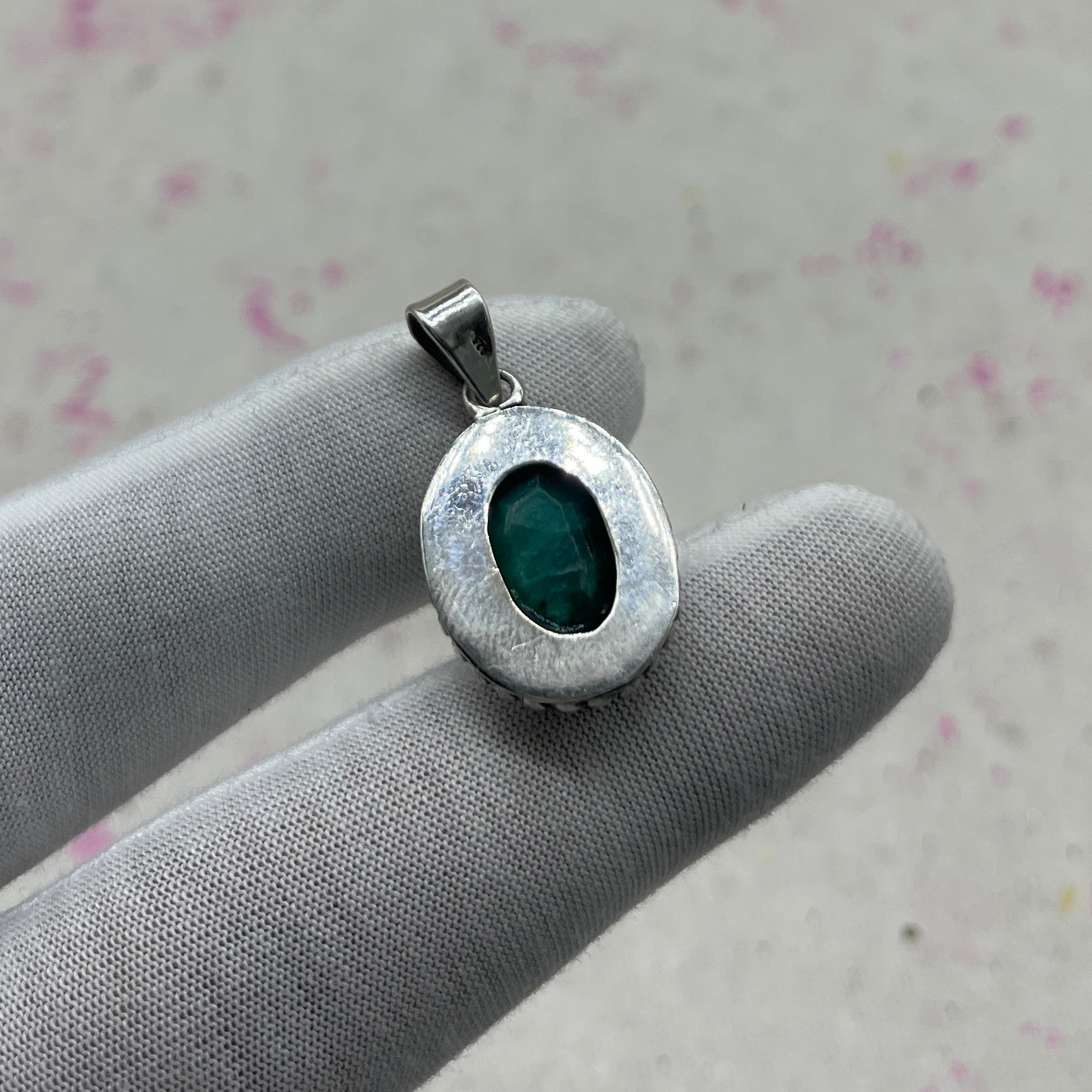 Dyed Emerald 925 Sterling Silver Handmade Pendant | Classic Tribal Pendant
