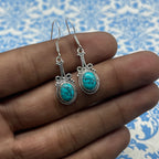 925 Sterling Silver Turquoise Oval Earrings