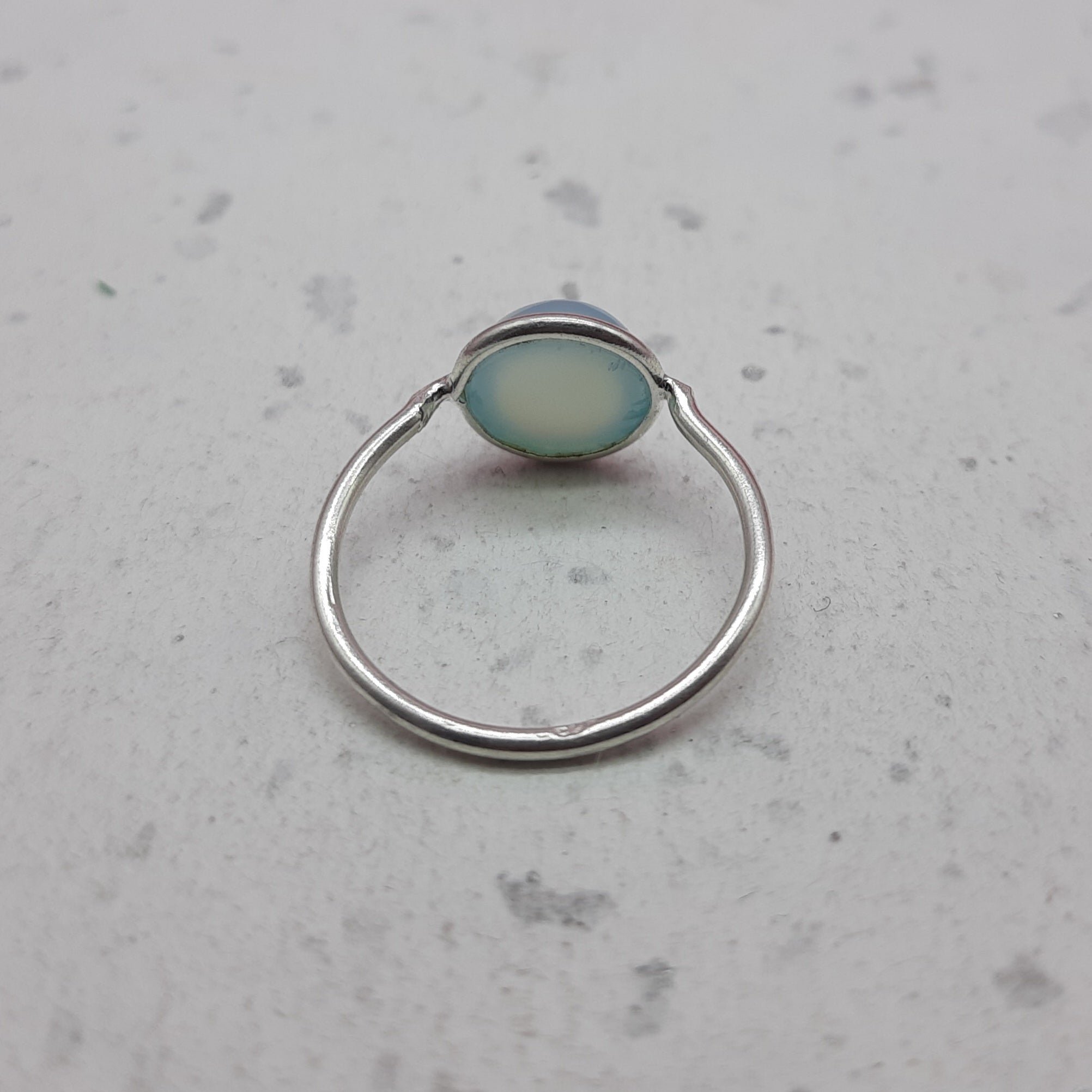 Chalcedony 925 Silver Bezel Simple Ring For Women