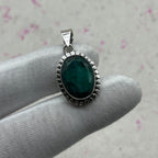Dyed Emerald 925 Sterling Silver Handmade Pendant | Classic Tribal Pendant