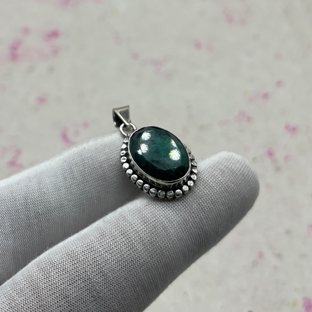 Dyed Emerald 925 Sterling Silver Handmade Pendant | Classic Tribal Pendant