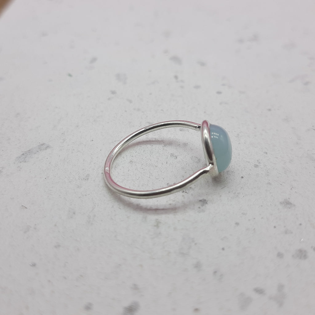 Chalcedony 925 Silver Bezel Simple Ring For Women
