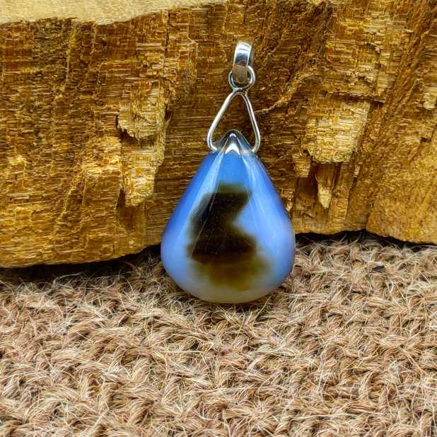Obsidian Gemstone 925 Silver Wire Necklace Artisan One of a Kind