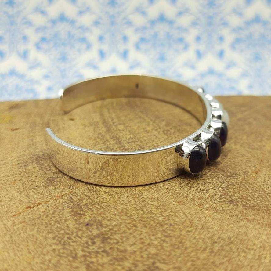Moonstone n Amethyst Oval Shape Bracelet Handmade 925 Sterling Silver Fine Jewelry