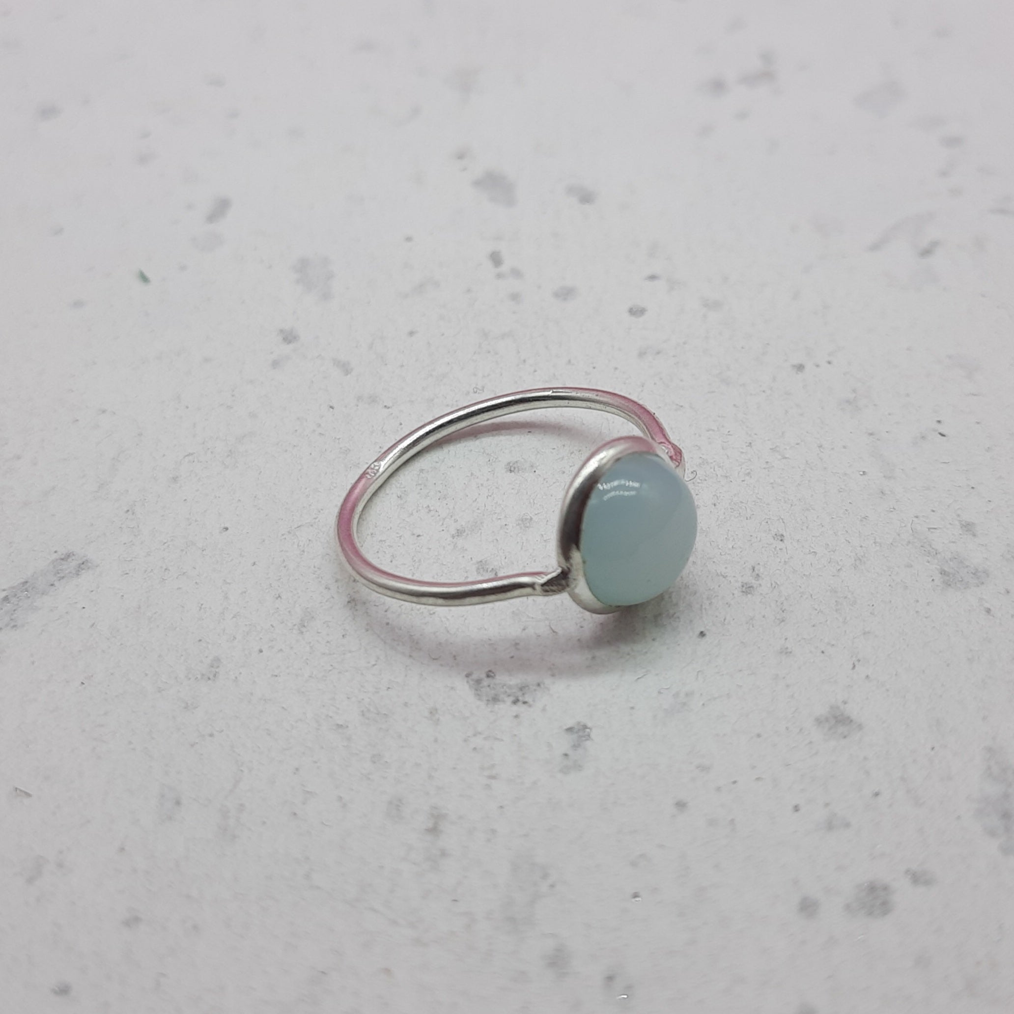 Chalcedony 925 Silver Bezel Simple Ring For Women