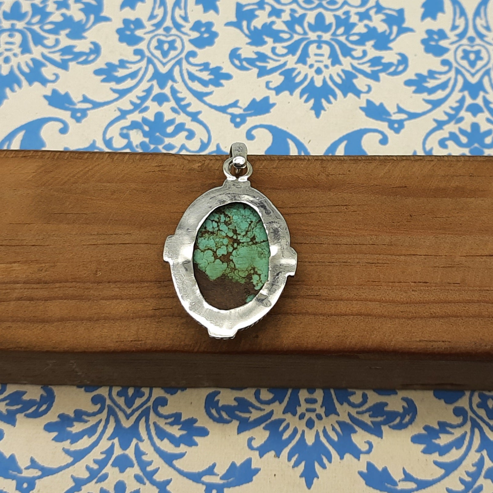 Turquoise Tribal Pendant – Handmade 925 Silver Nepali Boho Artisan Design