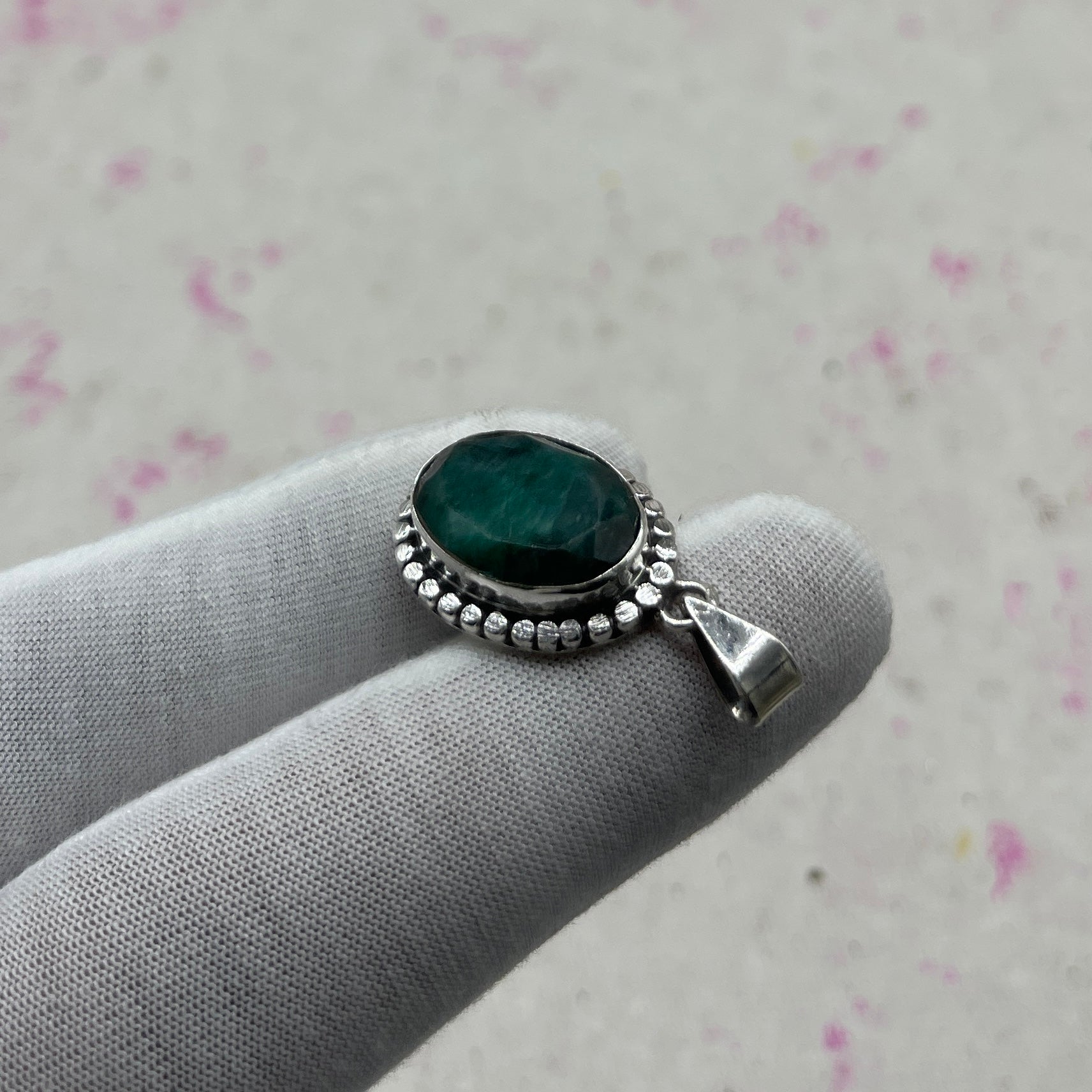 Dyed Emerald 925 Sterling Silver Handmade Pendant | Classic Tribal Pendant