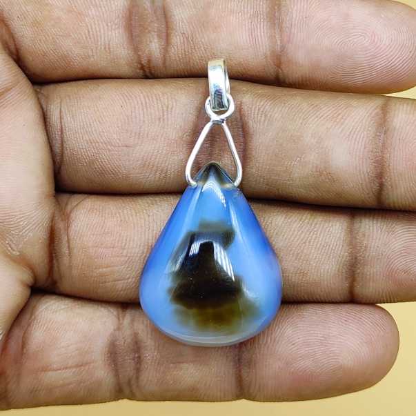 Obsidian Gemstone 925 Silver Wire Necklace Artisan One of a Kind