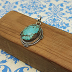 Turquoise Tribal Pendant – Handmade 925 Silver Nepali Boho Artisan Design