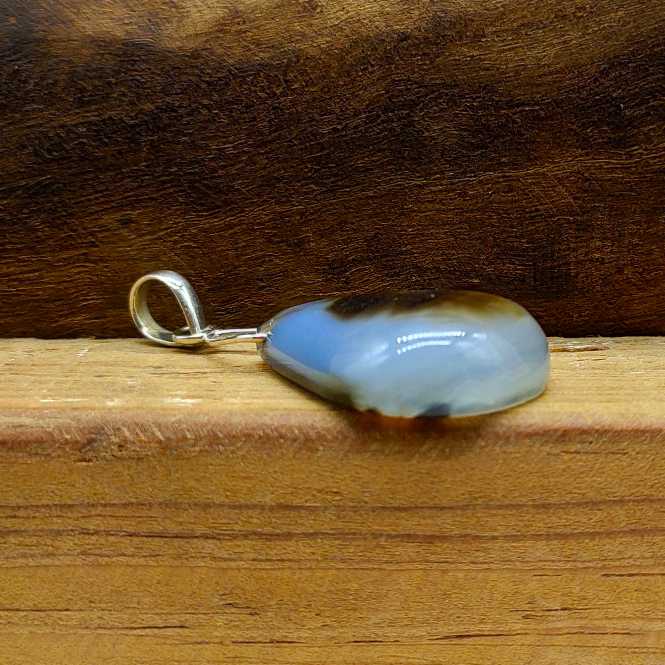 Obsidian Gemstone 925 Silver Wire Necklace Artisan One of a Kind