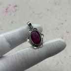 Dyed Ruby 925 Sterling Silver Handmade Pendant | Rich Vintage Jewelry