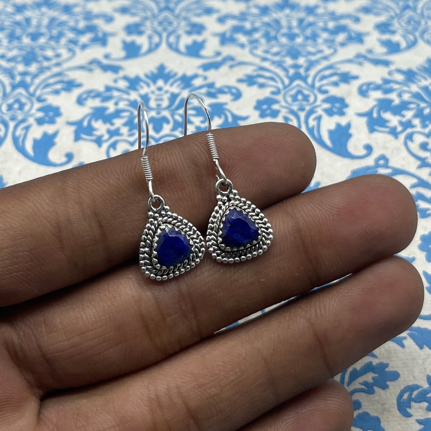 Natural Lapis Lazuli 925 Sterling Silver Earrings – Fine Handcrafted Jewelry