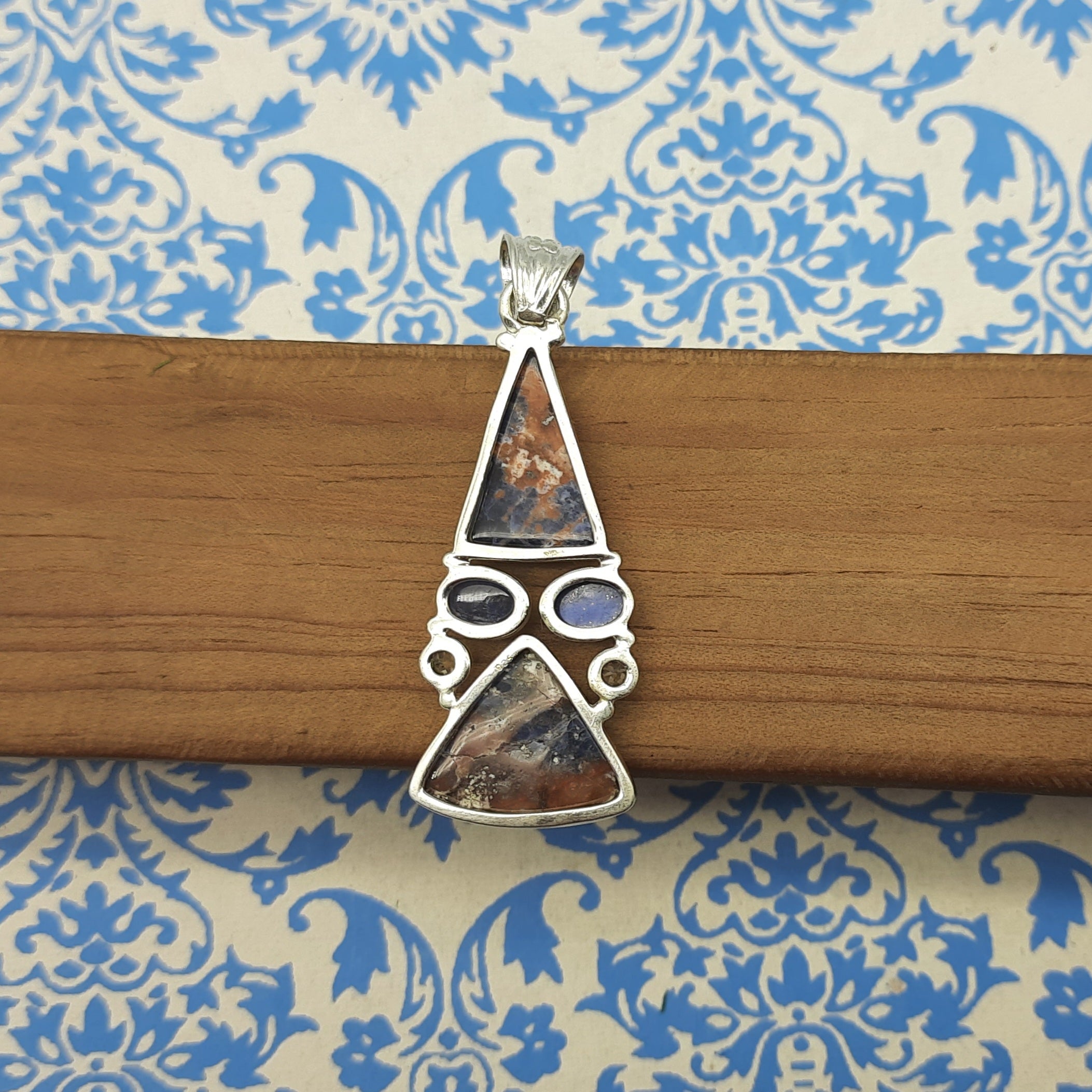 Sodalite Gemstone Pendant – Handmade 925 Silver Spiritual Bohemian Jewelry