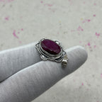 Dyed Ruby 925 Sterling Silver Handmade Pendant | Rich Vintage Jewelry